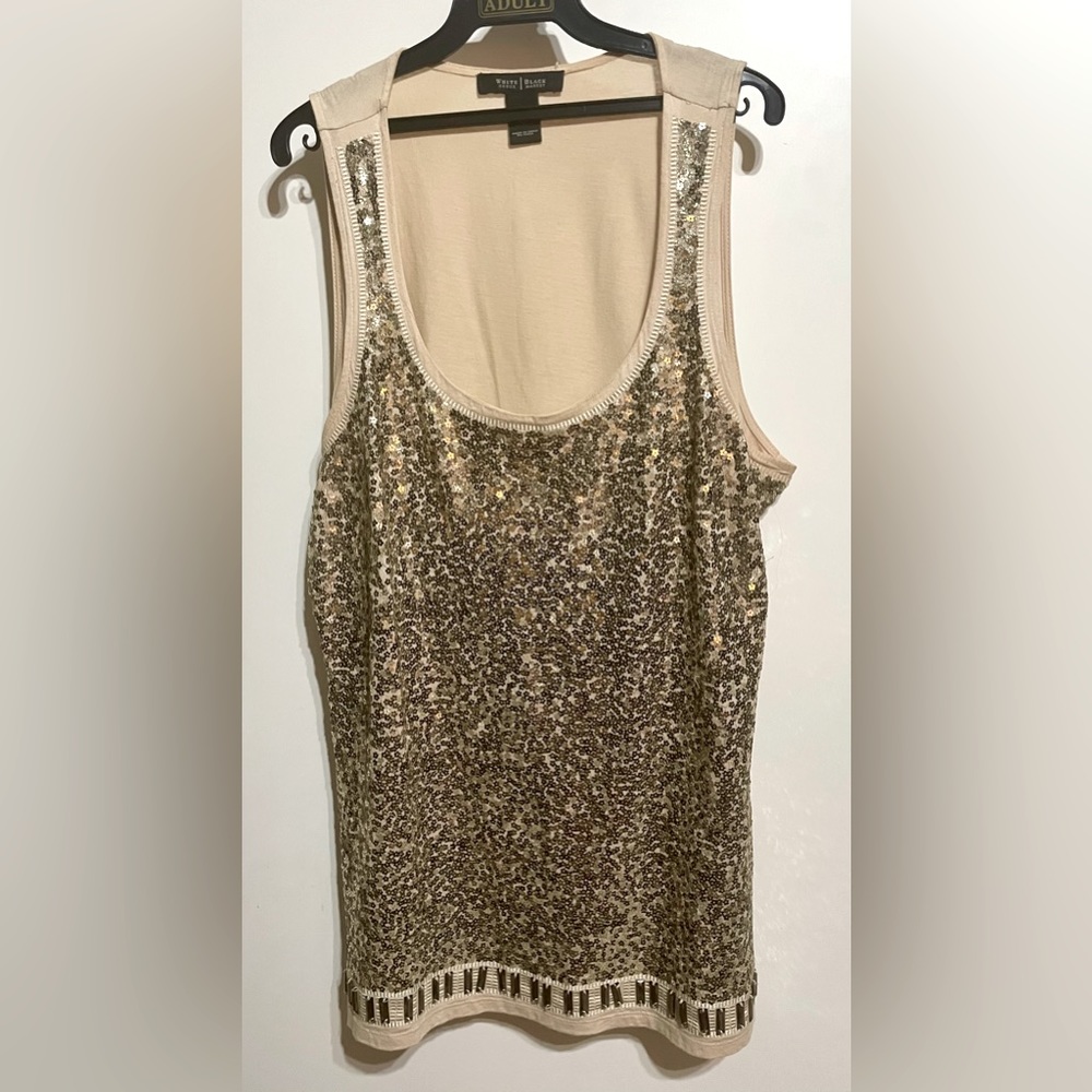 White House Black Market gold sequin tank top